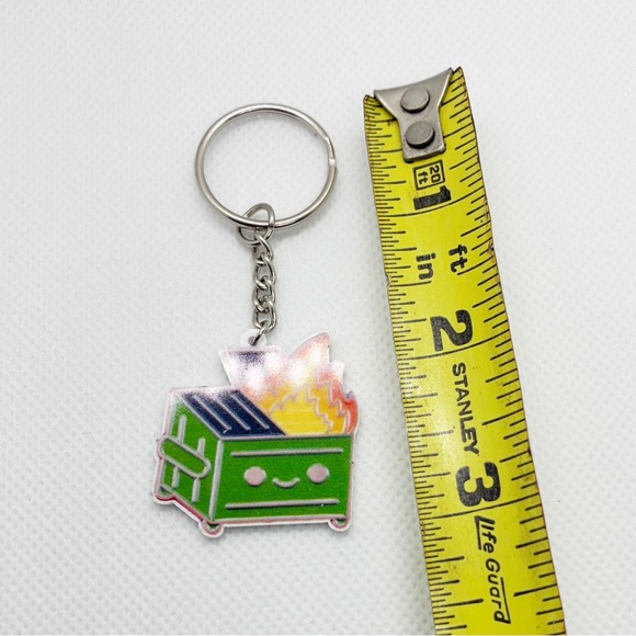 Keychain Purse Bag Charm Dumpster Fire Everything Is Fine Funny Sarcastic Punk - Picture 3 of 3
